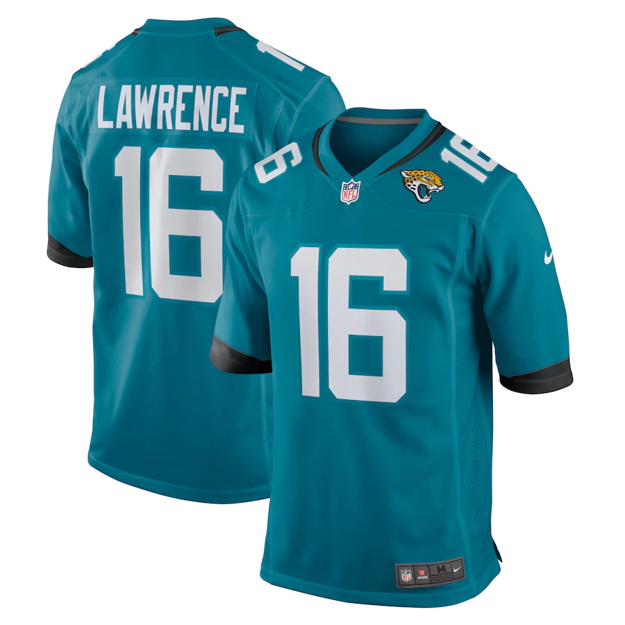 Mens Jacksonville Jaguars #16 Trevor Lawrence Nike Teal 2021 NFL Draft First Round Pick Game Jersey->women nfl jersey->Women Jersey